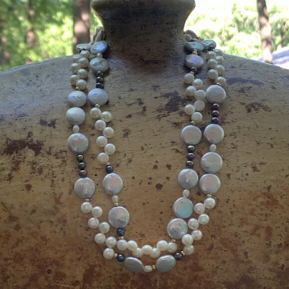 Zoe B. 14K Yellow Gold and Multi Pearl Double Strand Necklace - Picture 10 of 10